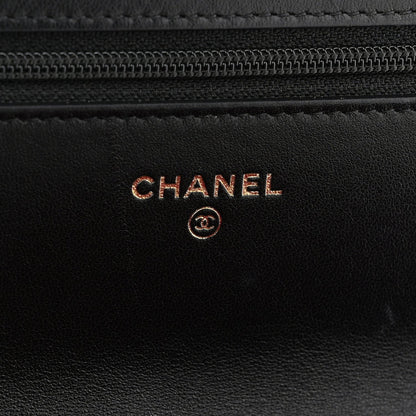 Lambskin Quilted Chanel 19 Wallet On Chain WOC Black