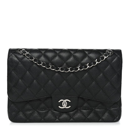 Caviar Quilted Jumbo Double Flap Black