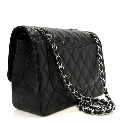 Caviar Quilted Jumbo Double Flap Black
