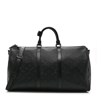 Calfskin Shadow Monogram Keepall Bandouliere 50 Black