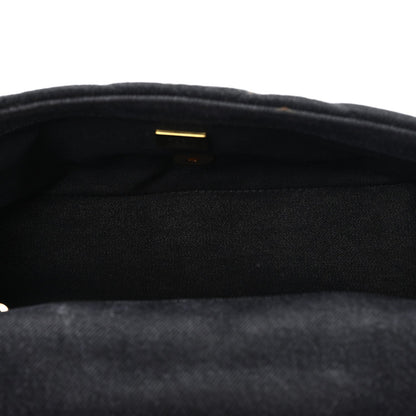 Denim Quilted Denim Mood Mini Rectangular Flap Black Multicolor