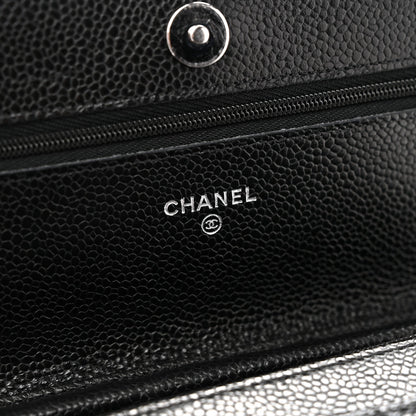 Caviar Quilted Wallet on Chain WOC Black