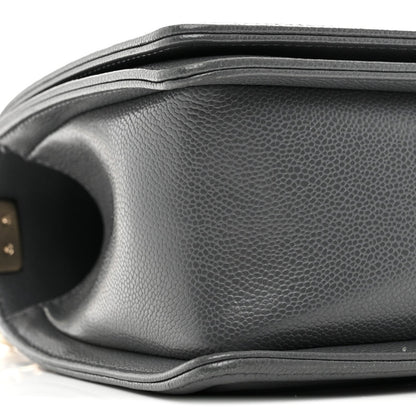 Caviar Quilted Medium Boy Flap Dark Grey