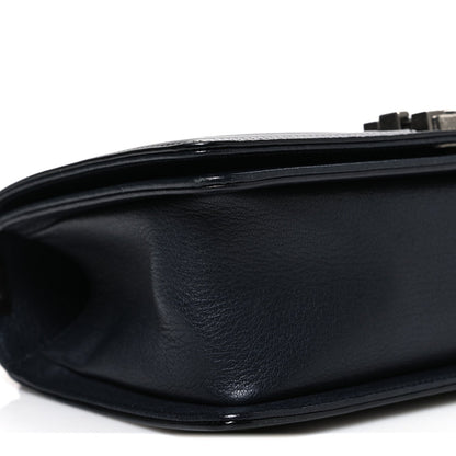 Goatskin Quilted Patent Medium Duo Boy Flap Black