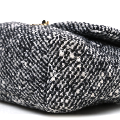 Tweed Quilted Medium Chanel 19 Flap Grey