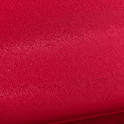 Lambskin Quilted Trendy CC Wallet On Chain WOC Dark Pink
