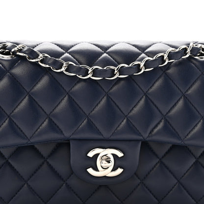 Lambskin Quilted Small Double Flap Blue
