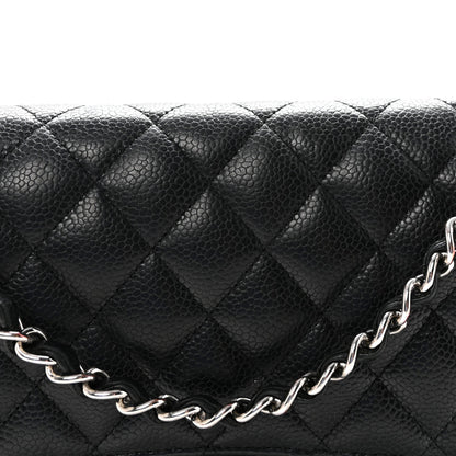 Caviar Quilted Medium Double Flap Black