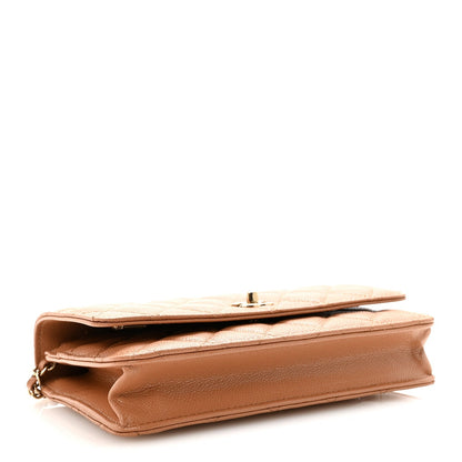 Caviar Quilted CC Turnlock Wallet On Chain WOC Brown