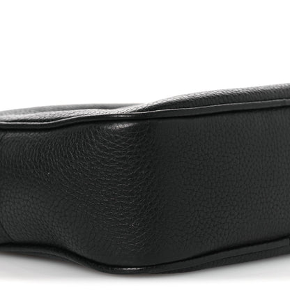 Pebbled Calfskin Small Soho Disco Bag Black