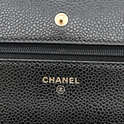 Caviar Quilted Wallet on Chain WOC Black