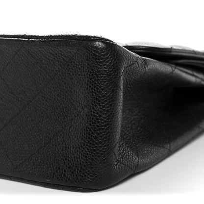 Caviar Quilted Jumbo Double Flap Black