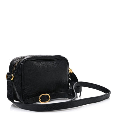 Pebbled Calfskin Small Soho Disco Bag Black