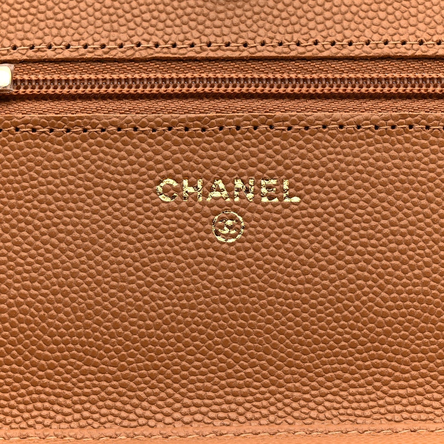 Caviar Quilted Wallet on Chain WOC Dark Beige