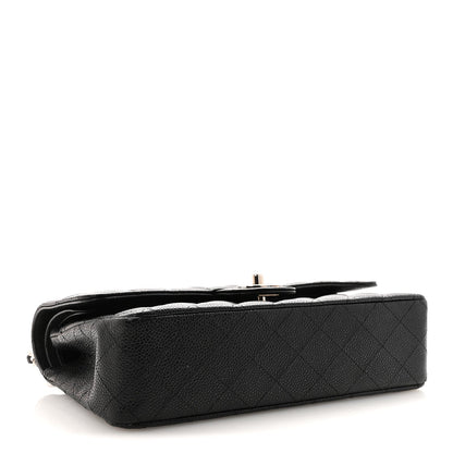 Caviar Quilted Medium Double Flap Black