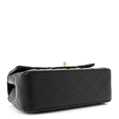 Lambskin Quilted Mini Rectangular Flap Black