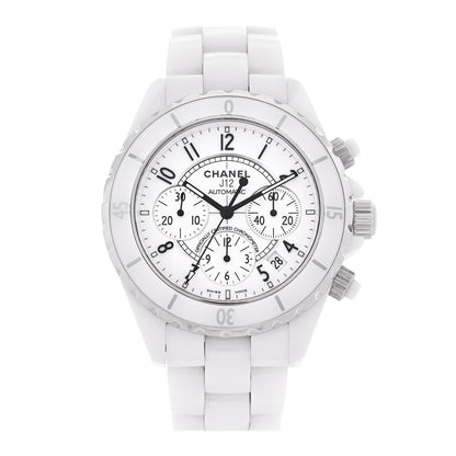 Stainless Steel Ceramic 41mm J12 Chronograph Automatic Watch White