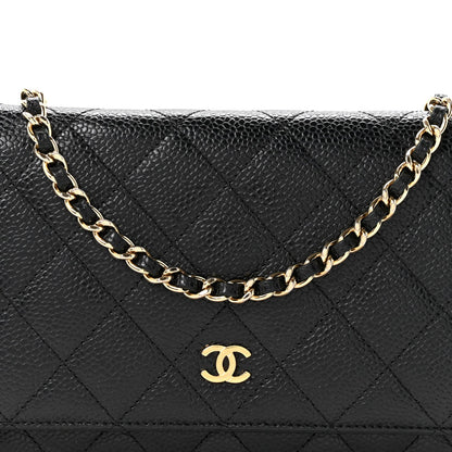 Caviar Quilted Wallet On Chain WOC Black