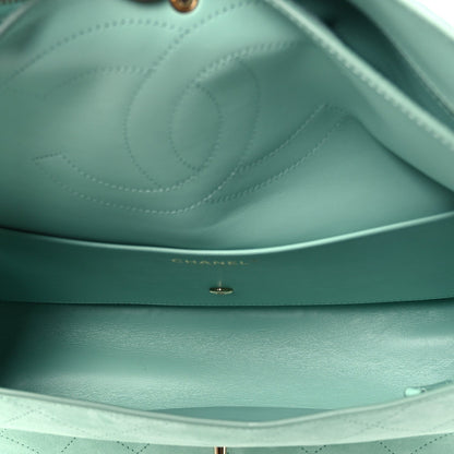 Suede Calfskin Small Souplissimo Maxi Flap Green