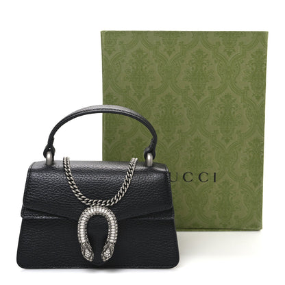 Dollar Calfskin Crystal Mini Dionysus Top Handle Bag Black Crystal