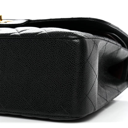 Caviar Quilted Jumbo Double Flap Black