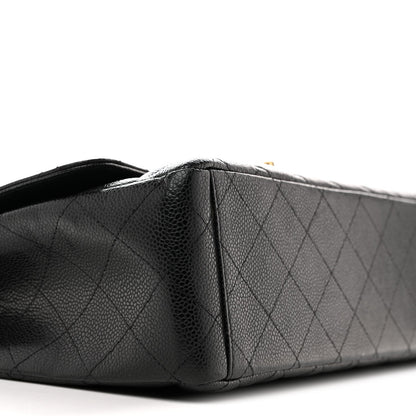 Caviar Quilted Maxi Double Flap Black