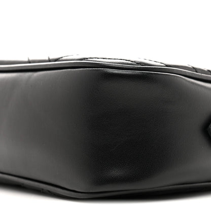 Calfskin Matelasse Monochrome Small GG Marmont Chain Shoulder Bag Black