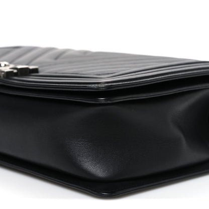 Lambskin Chevron Quilted New Medium Boy Flap Black