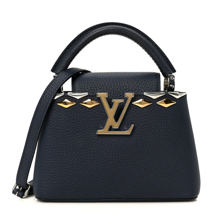 Taurillon Embellished Malletage Crown Mini Capucines Navy