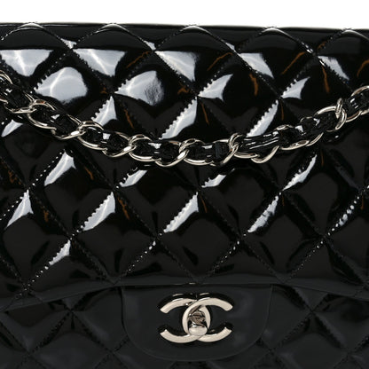 Patent Quilted Jumbo Double Flap Black