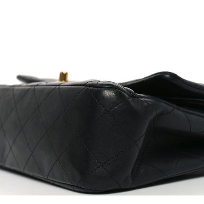 Lambskin Quilted Medium Double Flap Black