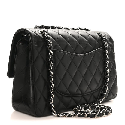 Lambskin Quilted Medium Double Flap Black