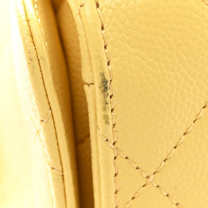 Caviar Quilted Small Chanel 25 Handbag Light Yellow