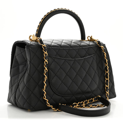 Caviar Quilted Small Coco Chain Handle Flap Black
