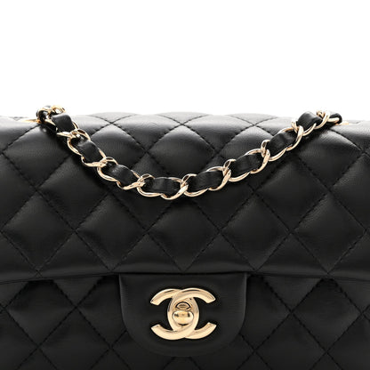 Lambskin Quilted Mini Rectangular Flap Black