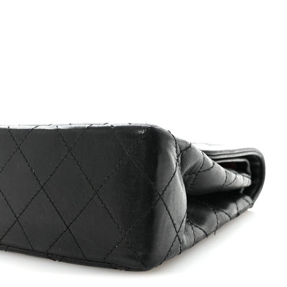 Lambskin Quilted Medium Double Flap Bag Black