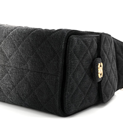 Washed Denim Quilted Small Chanel 25 Handbag Black