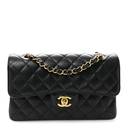 Caviar Quilted Small Double Flap Black