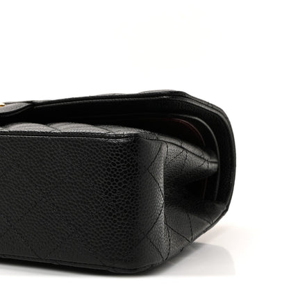 Caviar Quilted Medium Double Flap Black