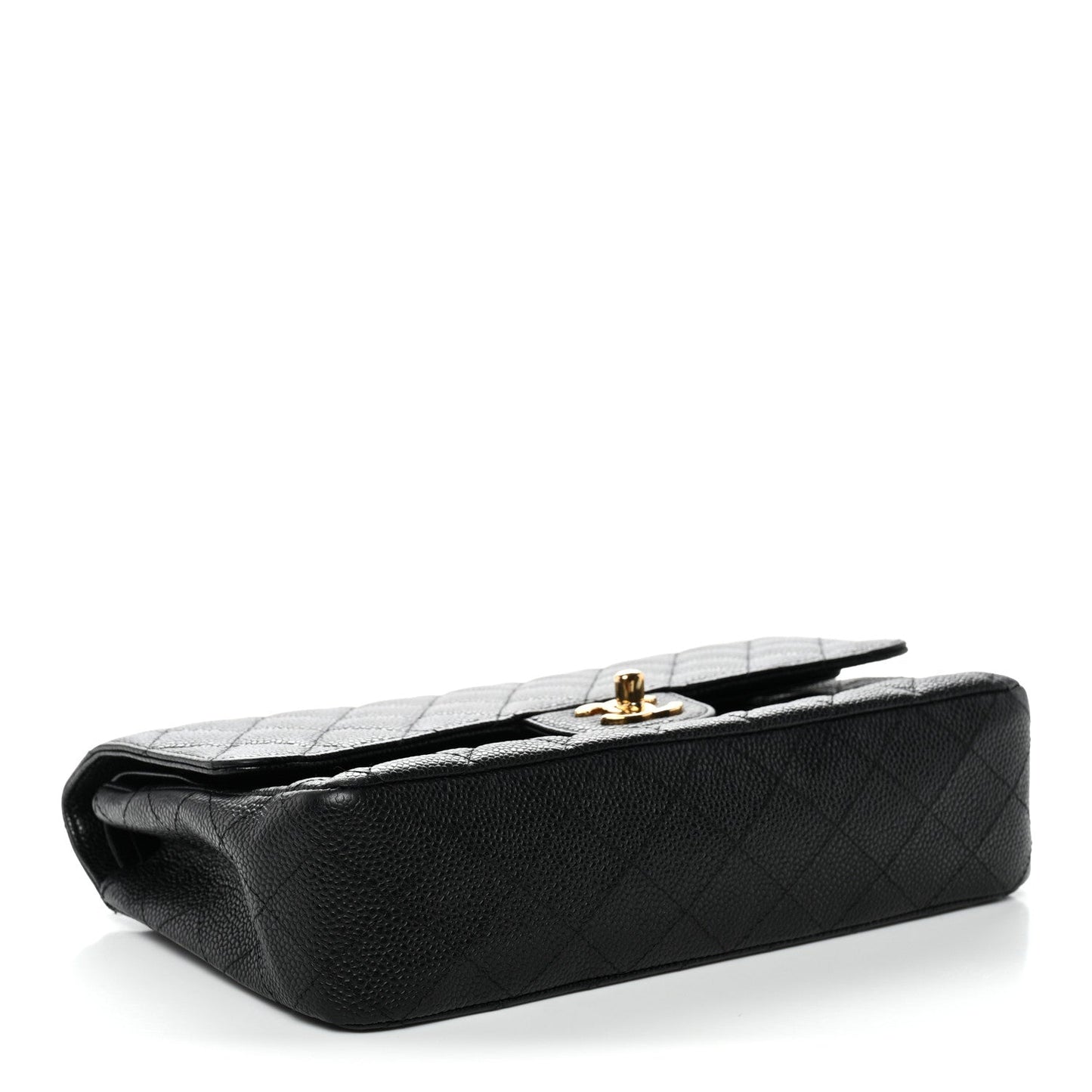 Caviar Quilted Medium Double Flap Black