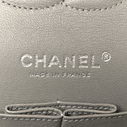Lambskin Quilted Medium Double Flap Grey