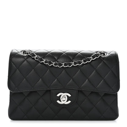 Caviar Quilted Small Double Flap Black