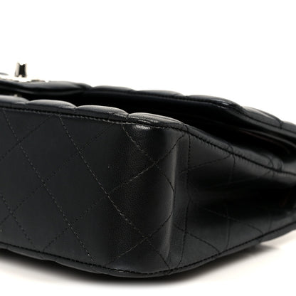 Lambskin Quilted Medium Double Flap Black