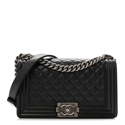 Caviar Quilted Medium Boy Flap Black