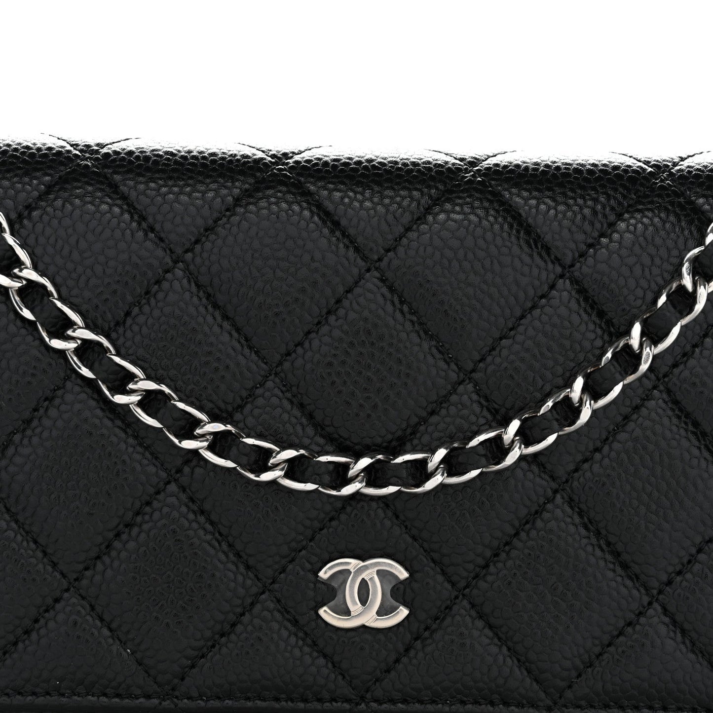 Caviar Quilted Wallet On Chain WOC Black