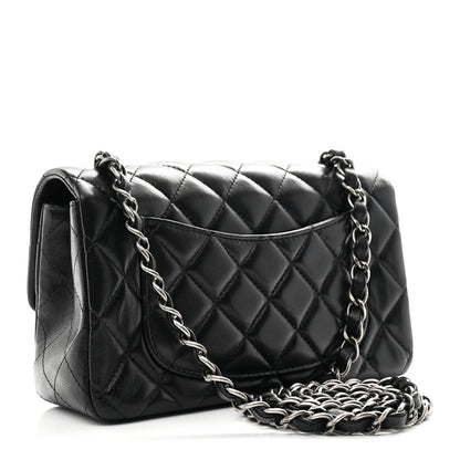 Lambskin Quilted Mini Rectangular Flap Black