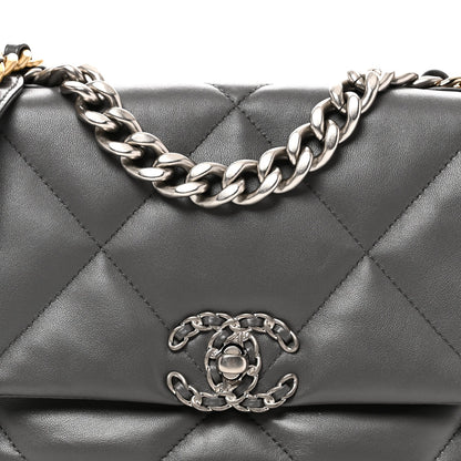 Lambskin Quilted Medium Chanel 19 Flap Grey
