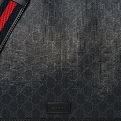 GG Supreme Monogram Web Messenger Diaper Bag Black Grey
