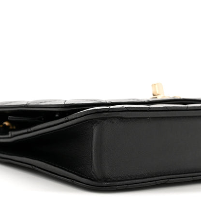 Lambskin Quilted Trendy CC Wallet On Chain WOC Black