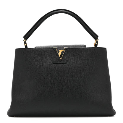 Taurillon Capucines MM Black Fuchsia